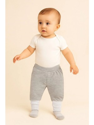 Babyshez %100 Pamuklu Yenidoğan Bebek çoraplı tek alt pantolon