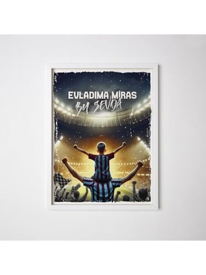 Enyaza Home Bordo Mavi Taraftarlara Özel Beyaz Çerçeve 30 x 40 cm