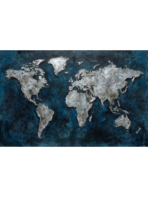 Sapphire Metallic Atlas — 3D Kabartmalı Premium Duvar Sanatı