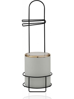 PremiumPort Bej Metal Standlı Çöp Kutusu Seti, Şık ve Kullanışlı Ev ve Ofis Dekoru