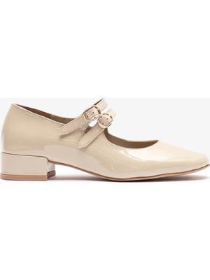 Louis Cardy Debbie Bej Rugan Deri Kadın Topuklu Loafer