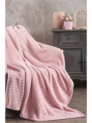 Enyaza Home Tekstil Comfy | Çizgili Tv Battaniyesi 110X180 cm Pembe