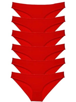 Modenya 6 Adet Süper Eko Set Likralı Kadın Slip Külot Kırmızı