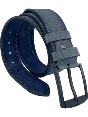 Süzer Deri Gri Suni Deri Çift Dikişli 4.5 Cm. Genişlik Unisex Spor Kemer // XD-4515-11-ST