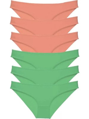 Modenya 6 Adet Eko Set Likralı Kadın Slip Külot Pudra Fuşya