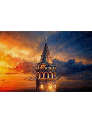 Galata Sunset Sentinel — 3D Kabartmalı Premium Duvar Sanatı