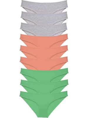 Modenya 9 Adet Süper Eko Set Likralı Kadın Slip Külot Gri Pudra Yeşil