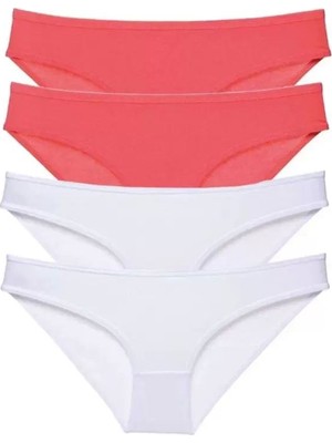 Modenya 4 Adet Eko Set Likralı Kadın Slip Külot Fuşya Beyaz
