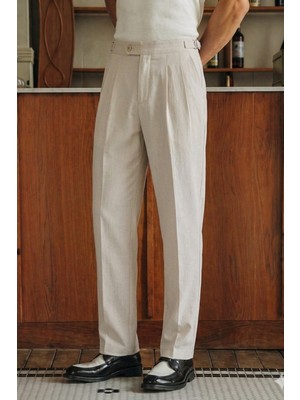 Tarz Cool Erkek Pileli Old Money Klasik Kumaş Pantolon Rahat Kalıp Yazlık