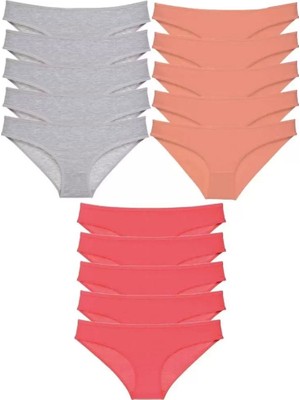 Modenya 15 Adet Süper Eko Set Likralı Kadın Slip Külot Gri Pudra Fuşya