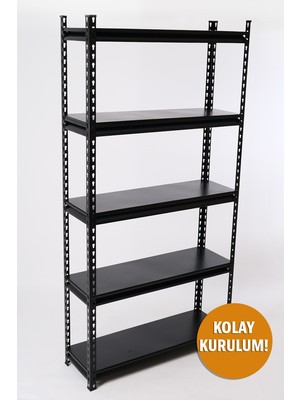Rafiste 5 Katlı Hafif Yük Raf Ünitesi Siyah 30X91