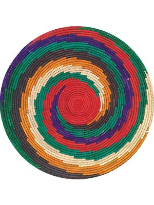 Kilim Home Renkli Etnik Desenli Jüt Görünümlü Yuvarlak Kilim Bohem Dekoratif Halı 995