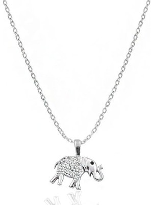 Brezza Lusso Jewelry 925 Ayar Gümüş Fil Fügürlü Gümüş Kolye