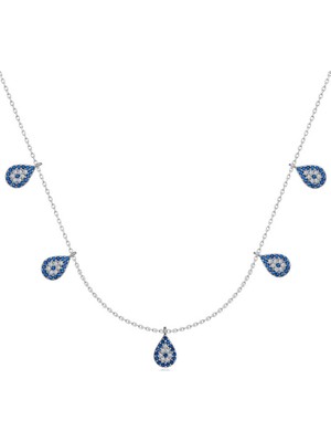 Elwes 925 Ayar Gümüş Nazarlı Şans Kadın Gümüş Kolye