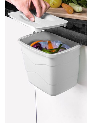 PremiumPort Pratik Kapaklı Çöp Kovası 50801, Gri, Şık ve Kullanışlı Tasarım