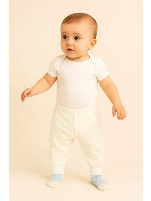 Babyshez %100 Pamuklu Yenidoğan Bebek çoraplı tek alt pantolon