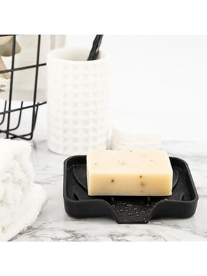 Enyaza Home Silikon Mutfak, Banyo Su Giderli Vantuzlu Esnek Sabunluk Beyaz Renk