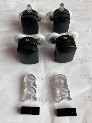 Enyaza Home Rulmanlı Cam Duşakabin Tekerleği Metal Kırılmaz Gövde Siyah 4'lü Set