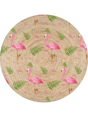 Kilim Home Tropik Flamingo Desenli Hasır Görünümlü Halı 997