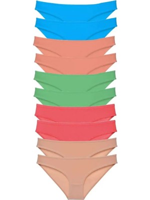 Modenya 10 Adet Süper Eko Set Likralı Kadın Slip Ten Pudra Yeşil Fuşya Mavi