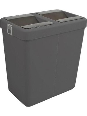 PremiumPort 80 Litre Çift Gözlü Hassas Kapaklı Geri Dönüşüm Çöp Kutusu