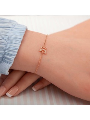 Elwes ​925 Ayar Gümüş Rose Kelebek Kadın Bileklik