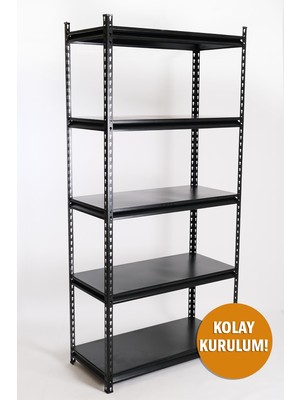 Rafiste 5 Katlı Hafif Yük Raf Ünitesi Siyah 45X93