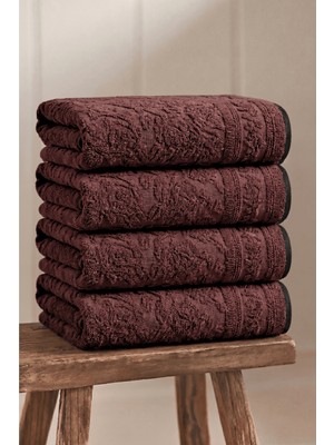 Anılsan 4'lü Harmony Kahverengi El Havlusu - 50X90 Cm, 230GR, %100 Pamuk