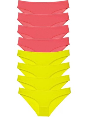 Modenya 8 Adet Süper Eko Set Likralı Kadın Slip Külot Sarı Fuşya