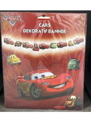 Dizayn Parti Evi Dzyn Cars Dekoratif Banner – Arabalar Temalı Doğum Günü Parti Süsü Banner