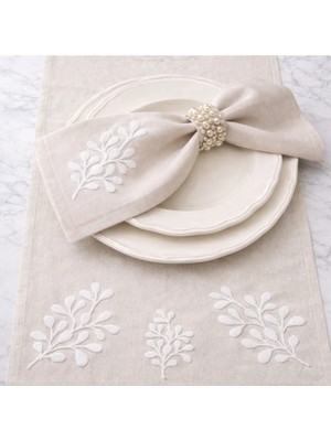 1 Adet Runner 40X140 6 Adet Peçete 37X37 El Boyama Kabartma Detaylı Misafir Çeyiz Hediyelik Özelgün
