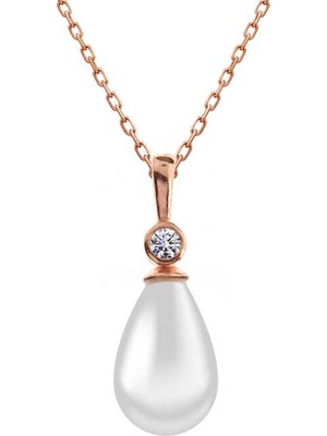 Elwes Gümüş Rose Damla Rose Inci Kadın Kolye