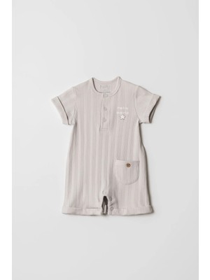 Hafy Baby Hello World Desenli, Kısa Kollu, Yazlık Bebek Tulumu