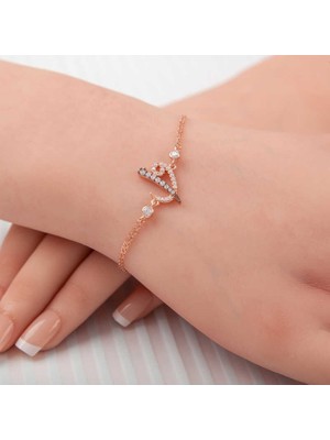 Elwes 925 Ayar Gümüş Rose Elif Vav Kadın Bileklik
