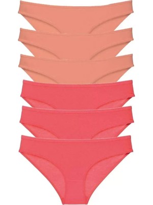 Modenya 6 Adet Süper Eko Set Likralı Kadın Slip Külot Pudra Fuşya