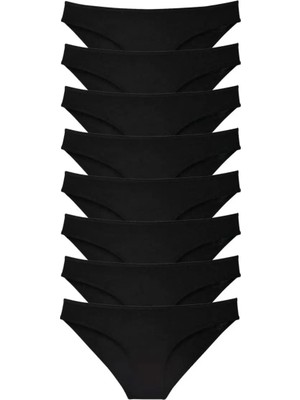 Modenya 8 Adet Süper Eko Set Likralı Kadın Slip Külot Siyah