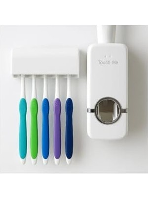 Enyaza Home Diş Macunu Sıkacağı ve 5'li Diş Fırçalığı Macun Sıkıcı Diş Fırçası Tutucu