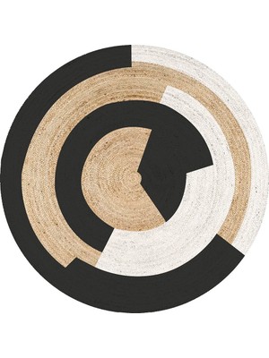 Kilim Home Doğal Jüt Görünümlü Modern Daire Desenli Şık Salon Halısı 993