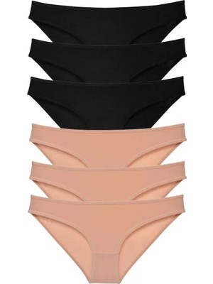 Modenya 6 Adet Süper Eko Set Likralı Kadın Slip Külot Siyah Ten