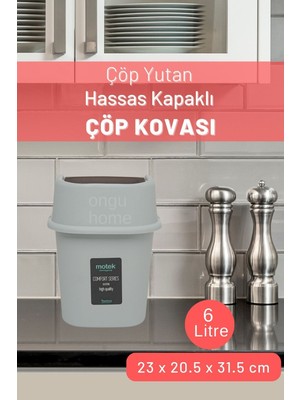 PremiumPort Pratik ve Şık 6l Kapaklı Çöp Kutusu, Mutfak Tezgahı Için Ideal