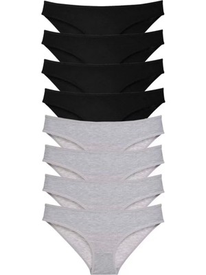Modenya 8 Adet Süper Eko Set Likralı Kadın Slip Külot Siyah Gri