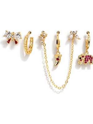 Venüs Design Çelik Fil 6lı Set Küpe