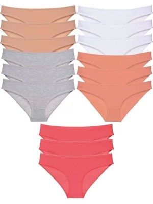 Modenya 15 Adet Süper Eko Set Likralı Kadın Slip Külot Ten Gri Beyaz Pudra Fuşya