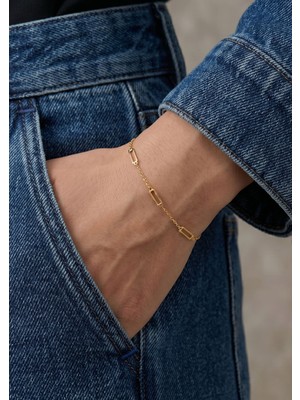 Bilezikci 14 Ayar Altın Minimal Ataç Bileklik