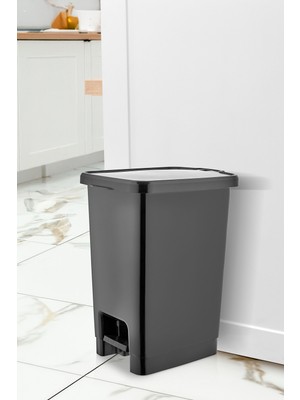 PremiumPort Pratik Pedallı Çöp Kovası 15 Litre Siyah, Hijyenik ve Kolay Kullanım