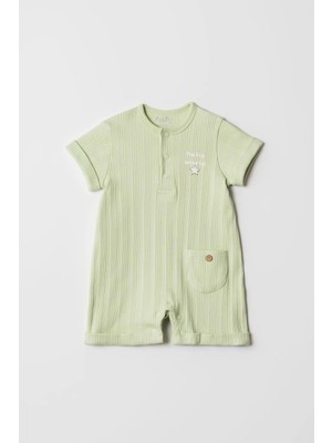 Hafy Baby Hello World Desenli, Kısa Kollu, Yazlık Bebek Tulumu