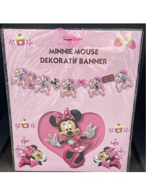 Dizayn Parti Evi Minnie Mouse Banner Seti Pembe Doğum Günü Süsleri Parti Dekoratif Afiş