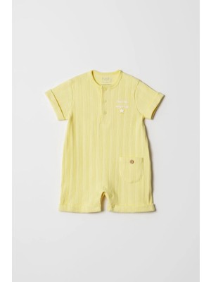Hafy Baby Hello World Desenli, Kısa Kollu, Yazlık Bebek Tulumu