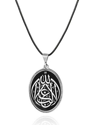 Elwes Gümüş La Galiba Illallah Yazılı Gümüş Kolye
