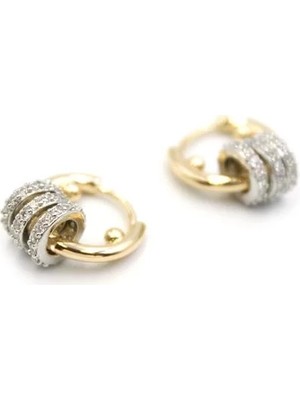 Die Grup Halkalı Küpe - Küçük - Altın